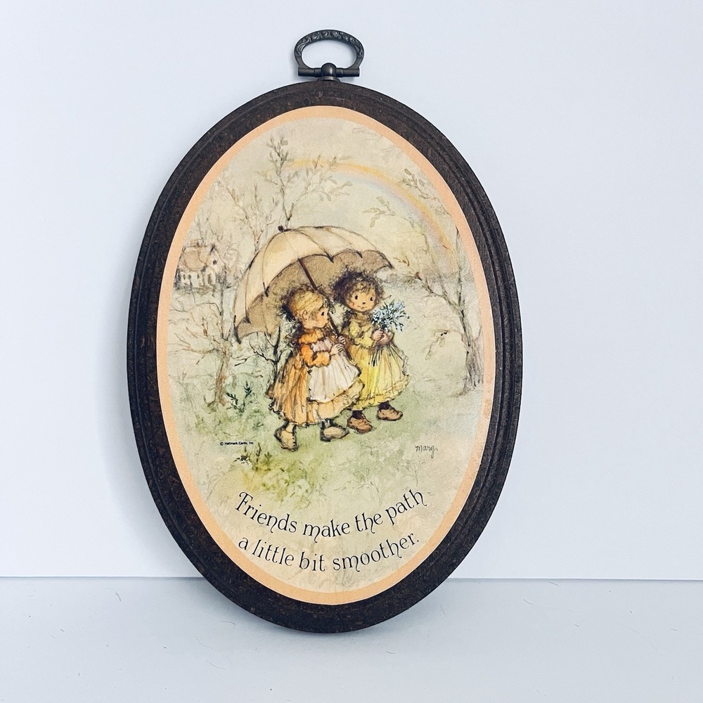 VTG Hallmark plaque Friends Make Path Smoother moody 5x8 cottagecore‎ nursery
